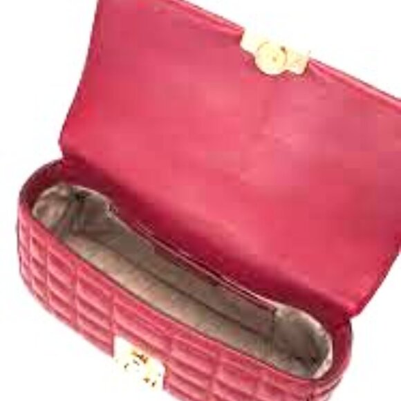 NWT ✅ Michael Kors TRIBECA Medium Quilted Top Handle Leather Satchel CRIMSON✨NWT - Picture 2 of 6